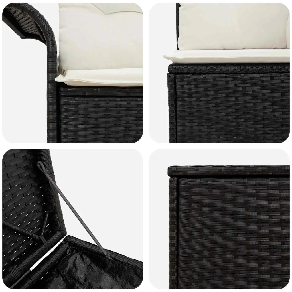 Set di divani 7 pz Nero e Bianco Crema 3448655