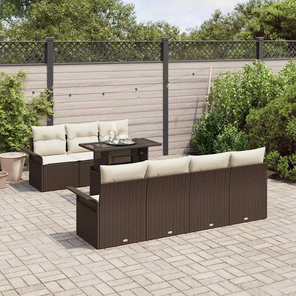 Set Divano da Giardino con cuscino 8 pcs Marrone polyrattan 3348224
