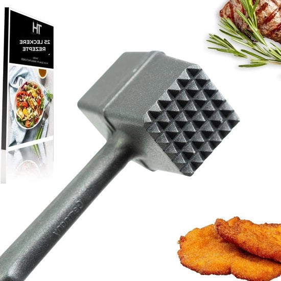 Vitellospennello con due superfici per schnitzel, bistecca e taglio di carne - adatto per carne tenera - inclusa e-book con 25 ricette - Made in Germany