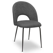 Sedia da sala pranzo Paola microfibra nabuk grigio scuro con gambe metallo nero