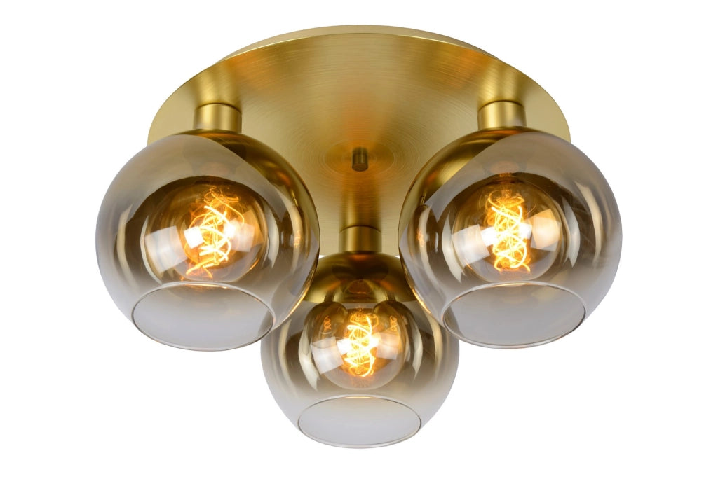 Plafoniera Lucide Marius 3 luci E27 sfere oro opaco