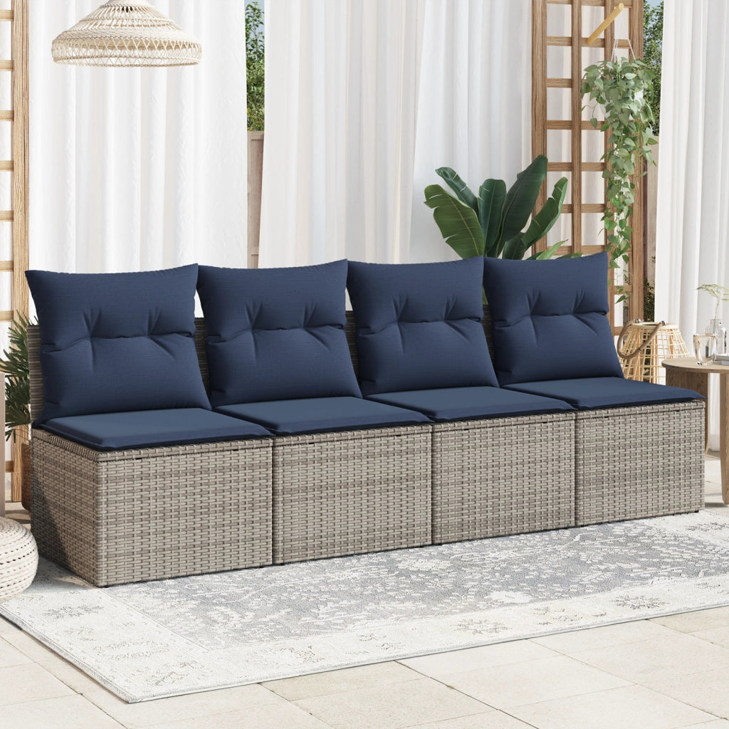 | Divano da giardino | Grigio 220 x 62 x 69cm polyrattan 366151
