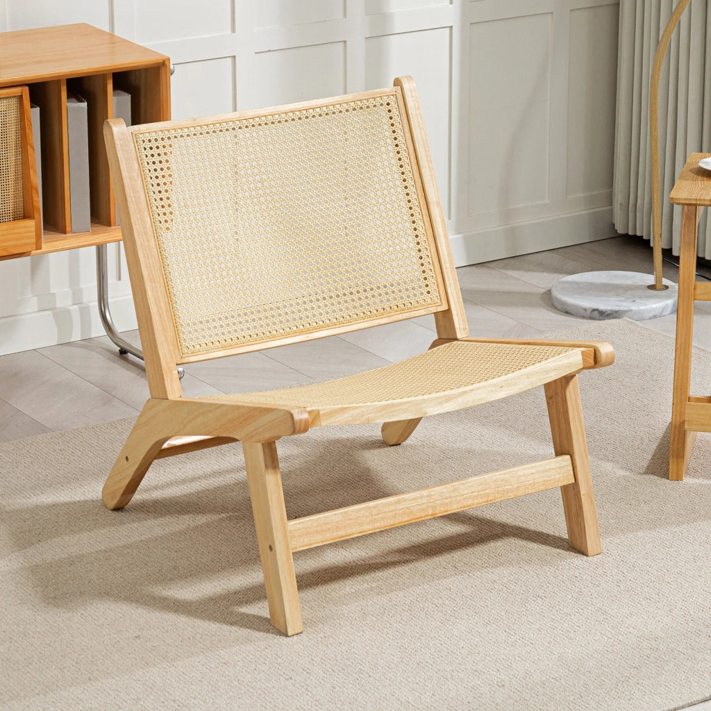 Poltrona in Rattan con Schienale e Seduta Ampia ¨C zephmum ¨C Legno Naturale