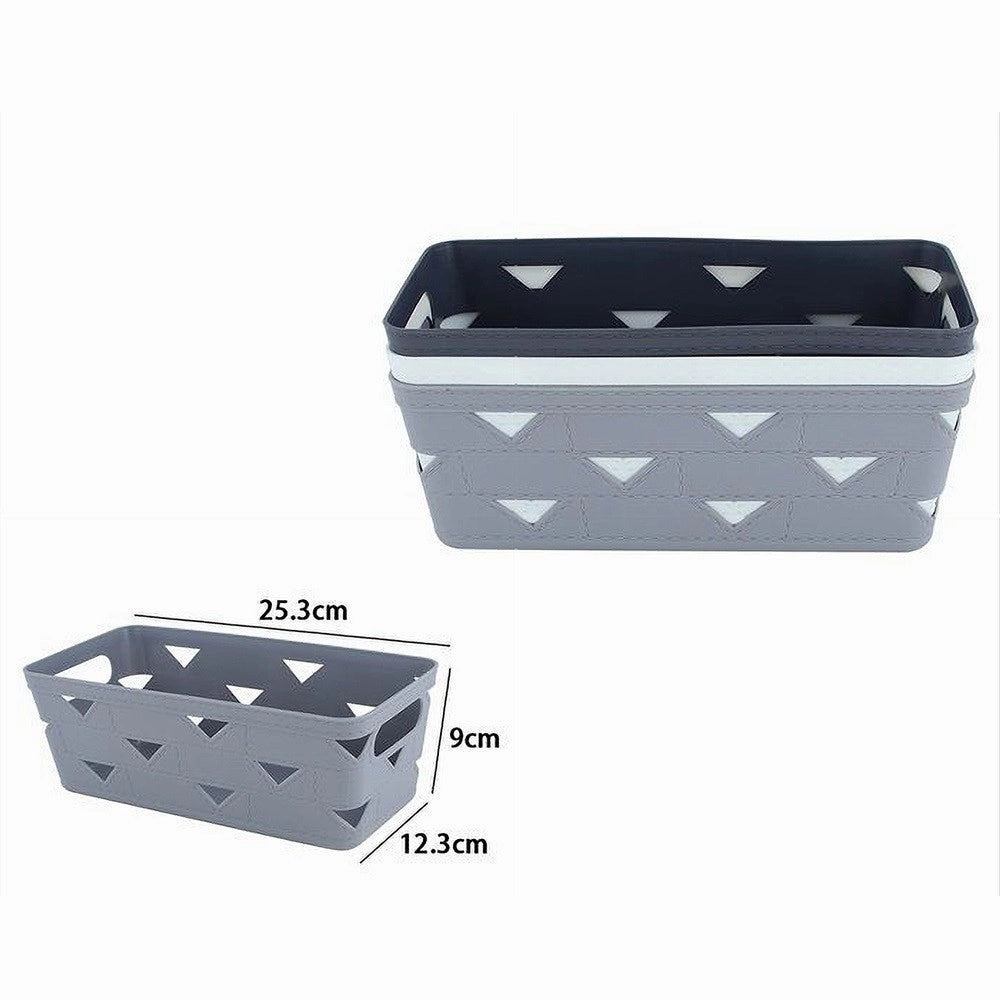 Trade Shop - Set 2 Pz Cestino Porta Tutto Oggetti Organizer Rettangolare 25.3x12.3x9 Cm 10714 -