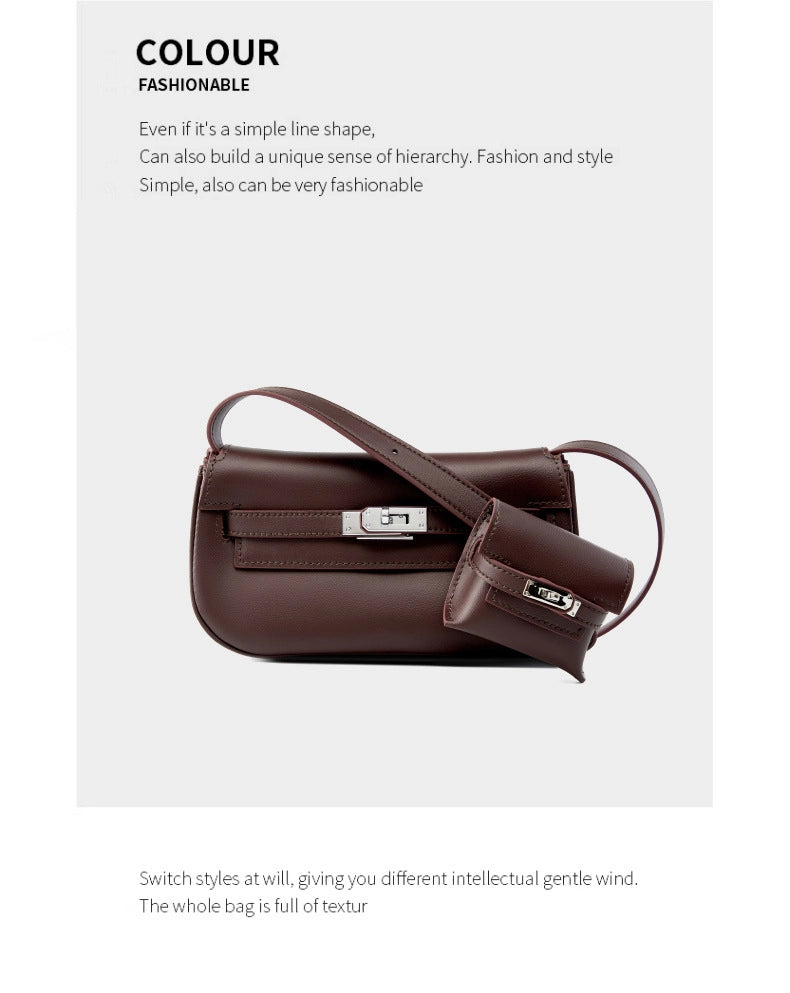 Borsa a tracolla multifunzione da donna Moove Kelly Mini in vera pelle, colore viola.