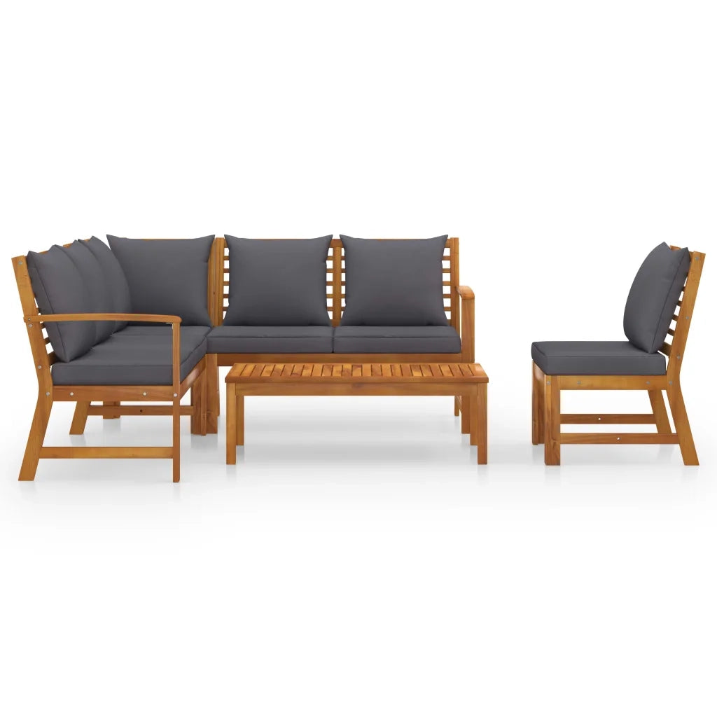 Set Divani da Giardino 5 pz con Cuscini in Massello di Acacia cod mxl 48129