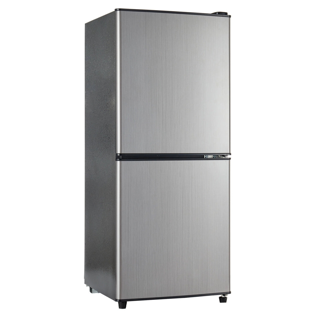 Frigorifero combinato 106 L con freezer 4 stelle; LED e temperatura regolabile; nero e argento