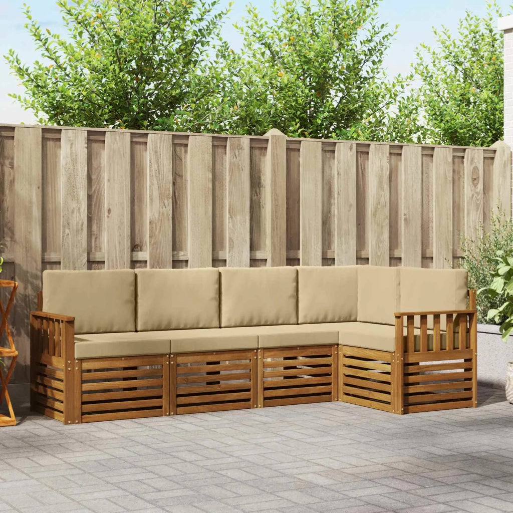 Set divano sezionale con cuscino 5 pcs Naturale e Beige 3374803