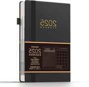 Agenda 2025 - 365 pagine calendario e 24 pagine piano mensile - multilingue - pennarello e spazio interno - edizione legata (nero)