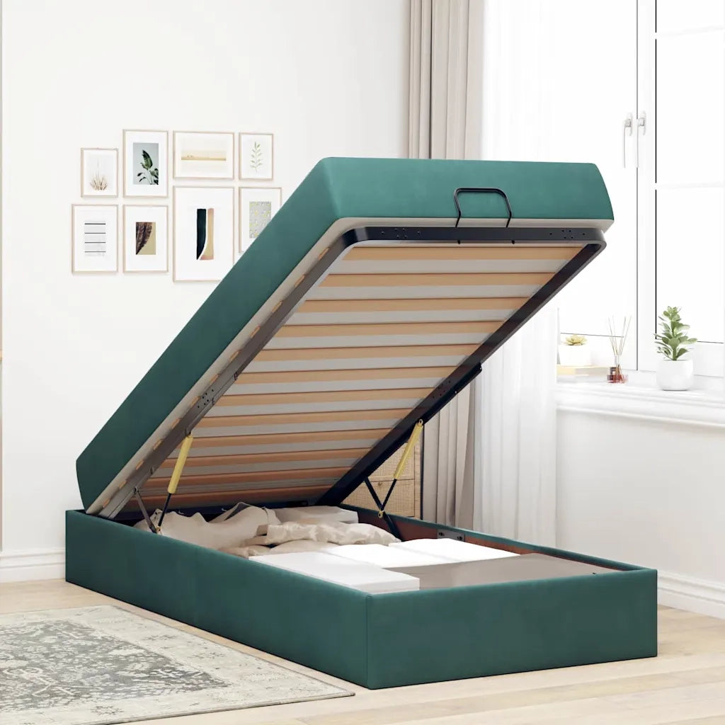 vidaXL Struttura del letto Verde scuro 100 x 200 cm Velluto