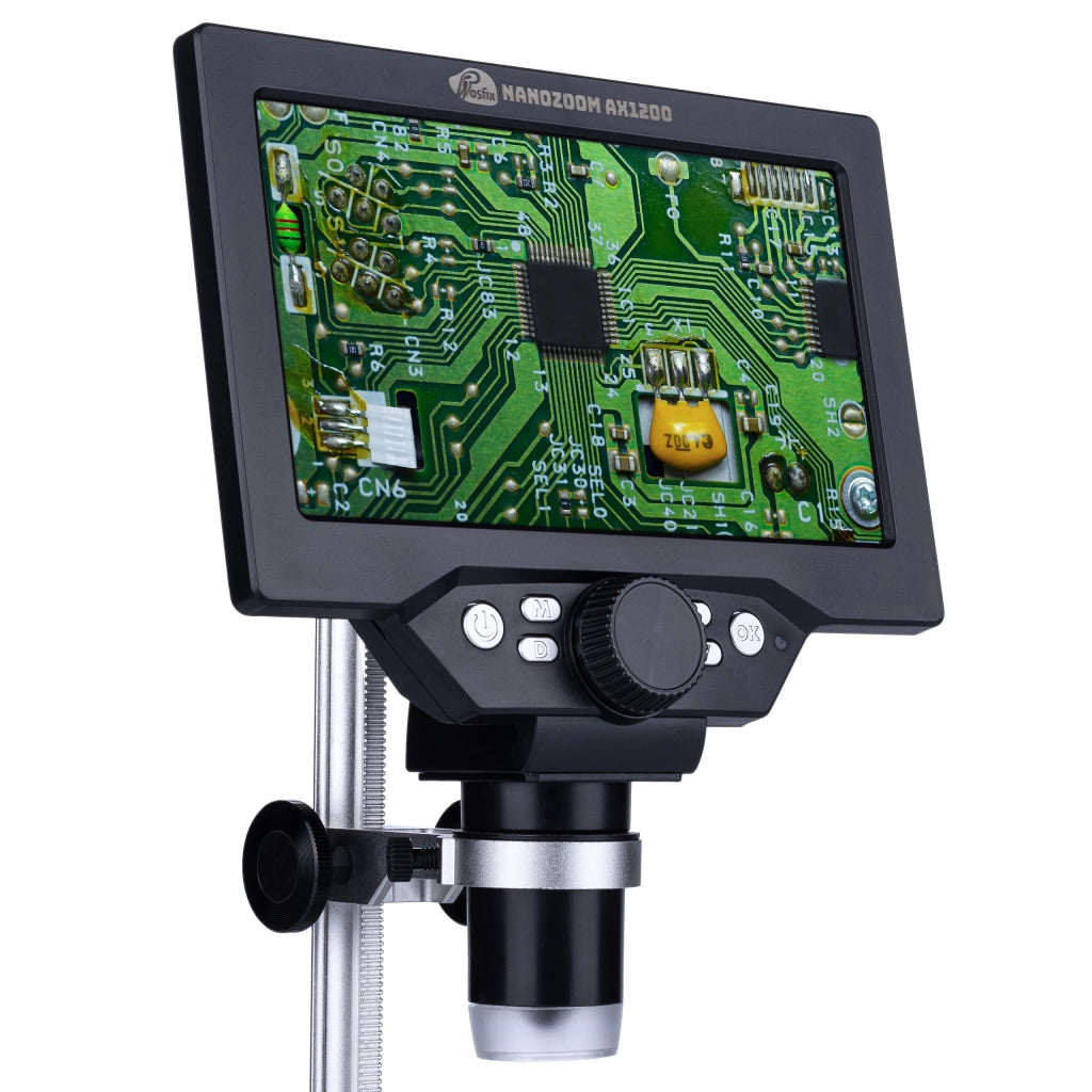 Mikroscopio Digitale LCD 7" Rosfix NanoZoom AX1200 – Ingrandimento 1200x | 12MP | Full HD 1080p | LED | USB | microSD