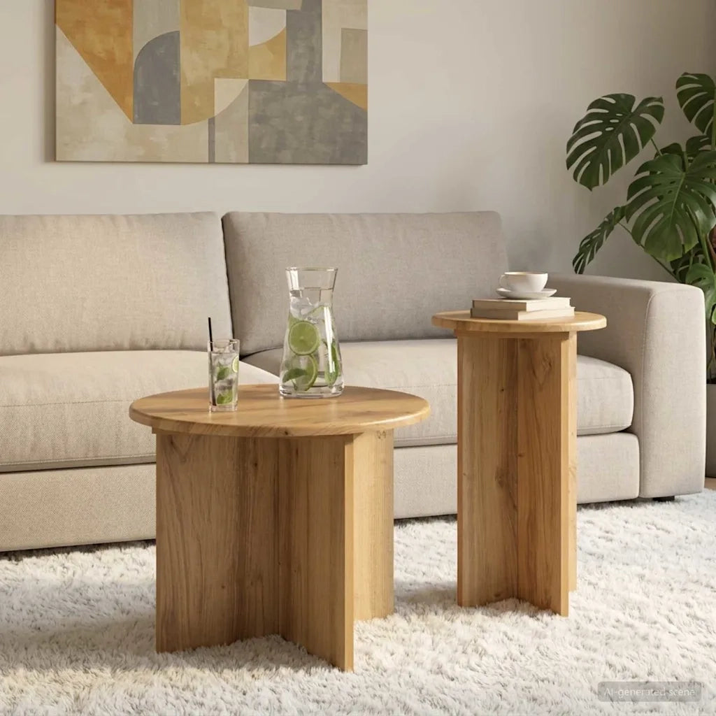 Set tavolini 2 pcs Rovere Artigianale Legno ingegnerizzato 8001036