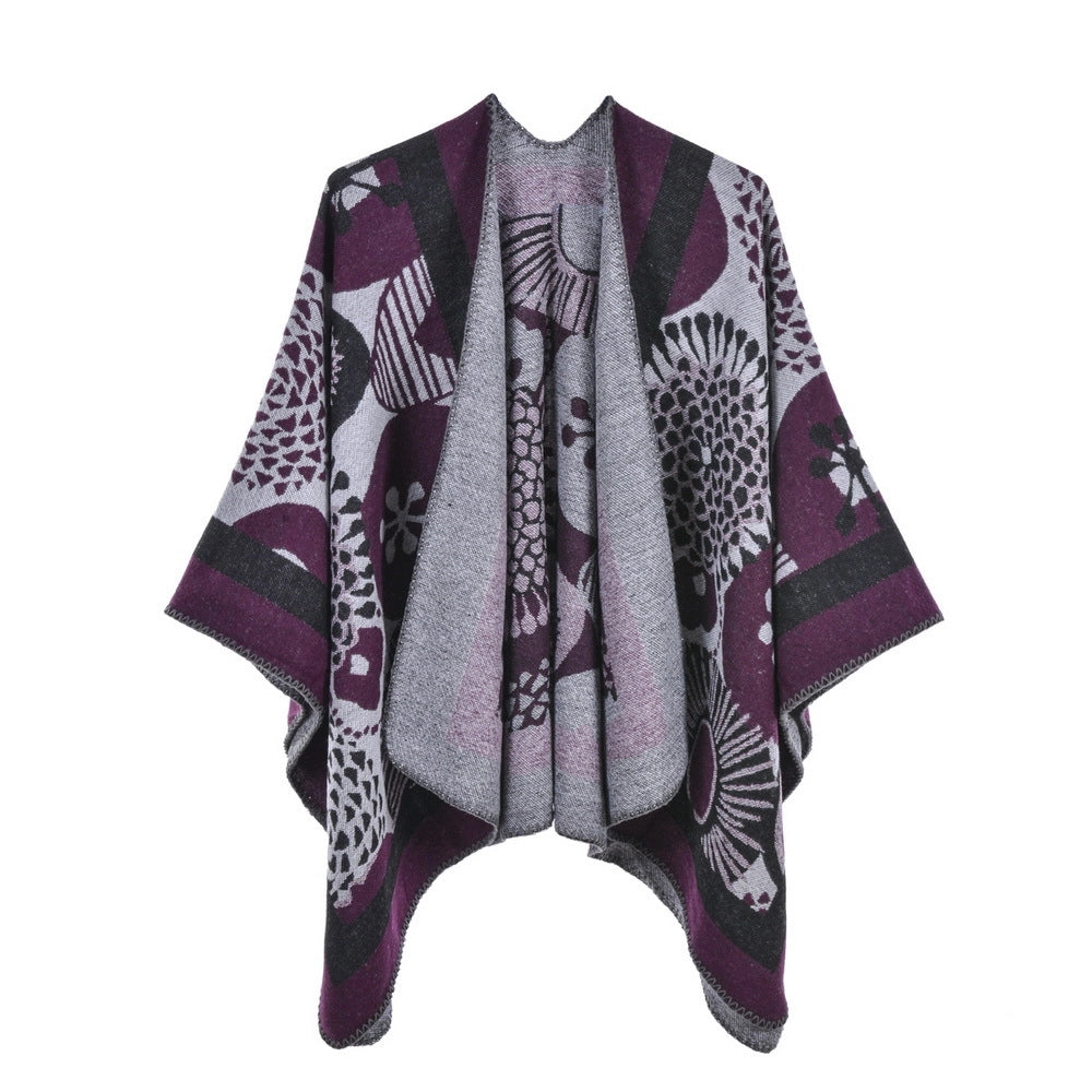 Sciarpa/stola da donna, elegante mantellina calda con spacco