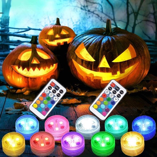 Illuminazione di Halloween - Decorazione di Halloween - Sostituzione di lumine per zucche - 10 pezzi