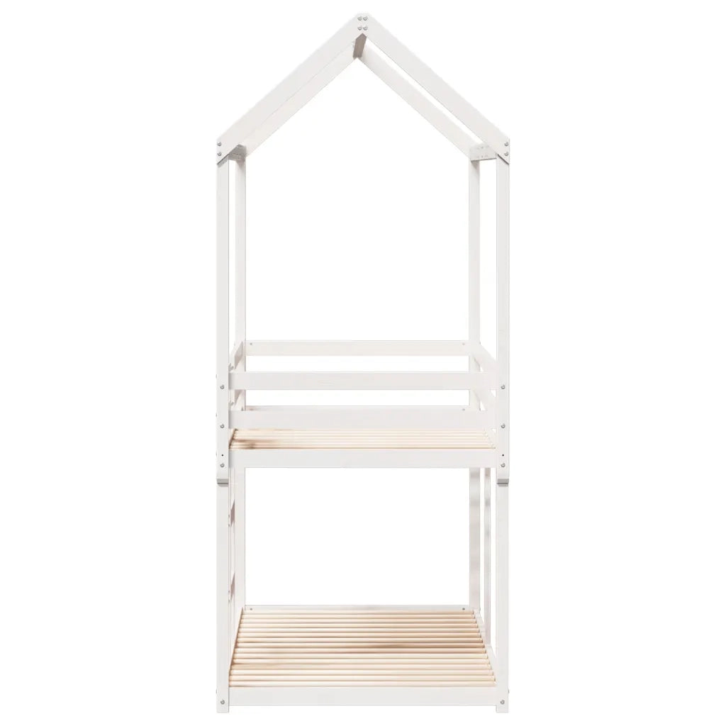 Letto a Castello senza Materasso Bianco 90x190cm Massello Pino