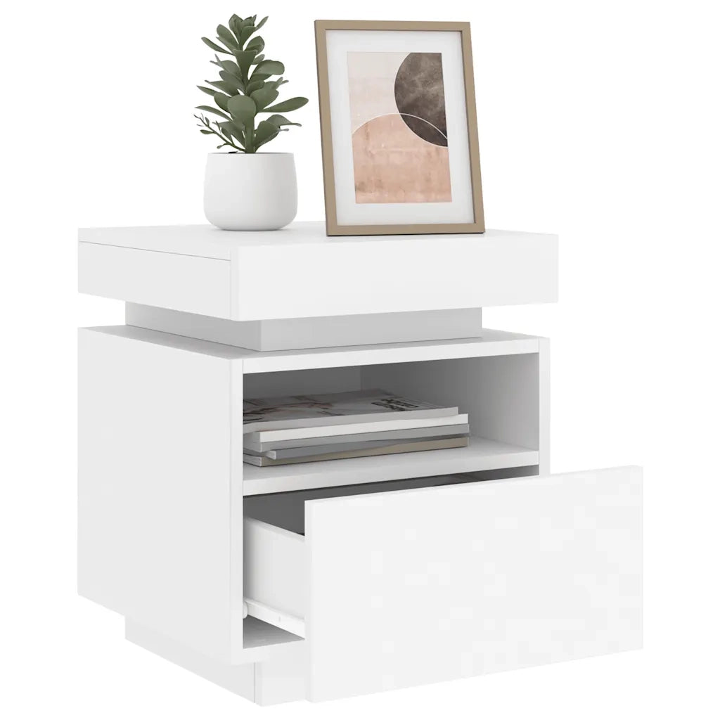 Comodino con Luci LED Bianco 40x39x48,5 cm