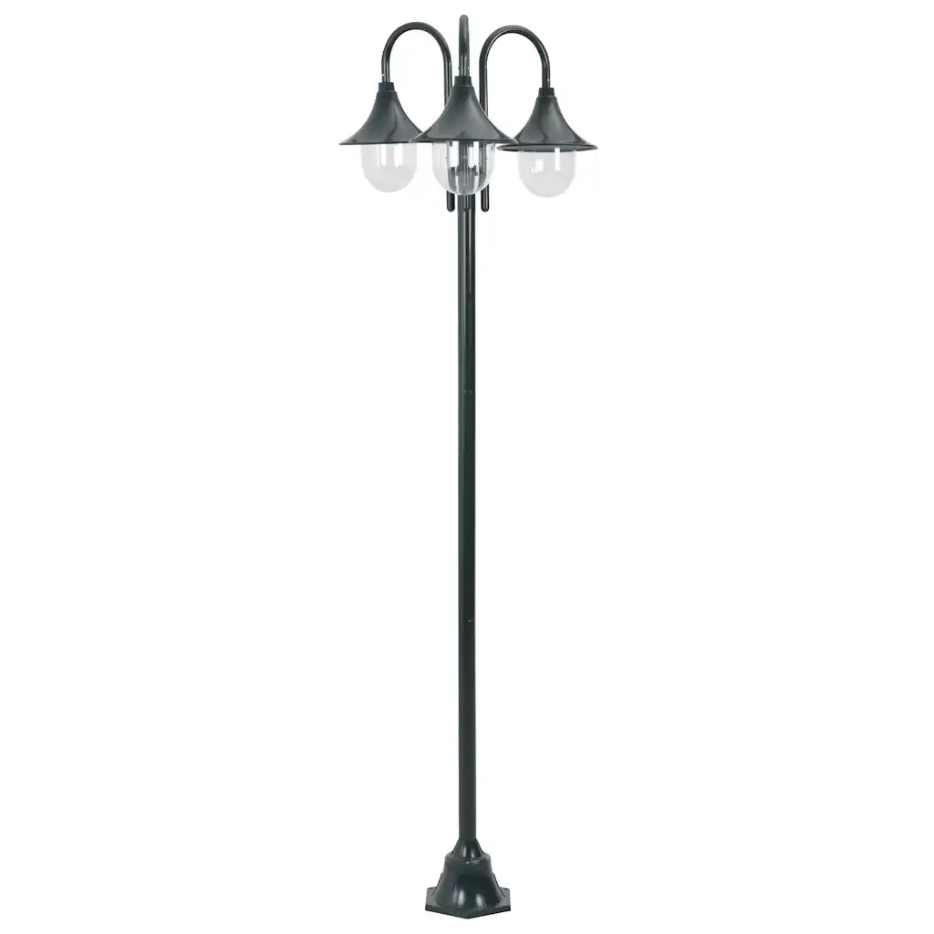 Lampione da Giardino E27 220 cm Alluminio 3 Lampade Verde Scuro cod mxl 72763