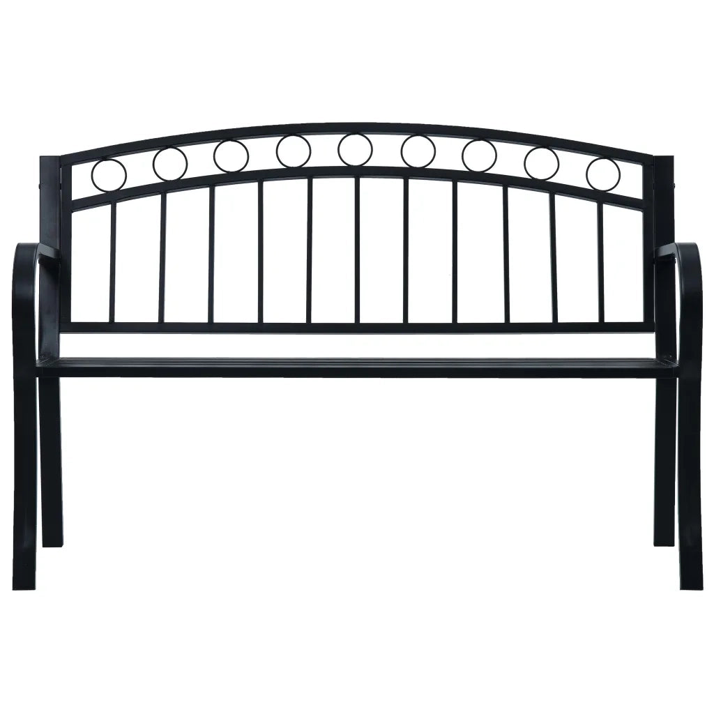 Panchina da Giardino-Panca da esterno 125 cm Nera in Acciaio
