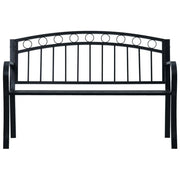 Panchina da Giardino-Panca da esterno 125 cm Nera in Acciaio