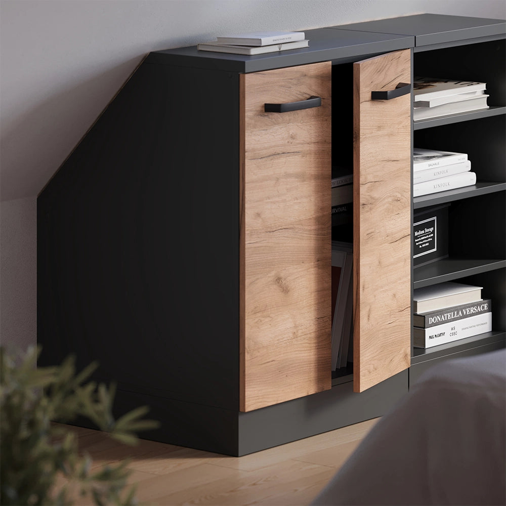 Mobile sottotetto Rion Rovere dorato/Antracite 60 x 83.8 cm con 2 porte, carcassa 60 cm profondità Vicco
