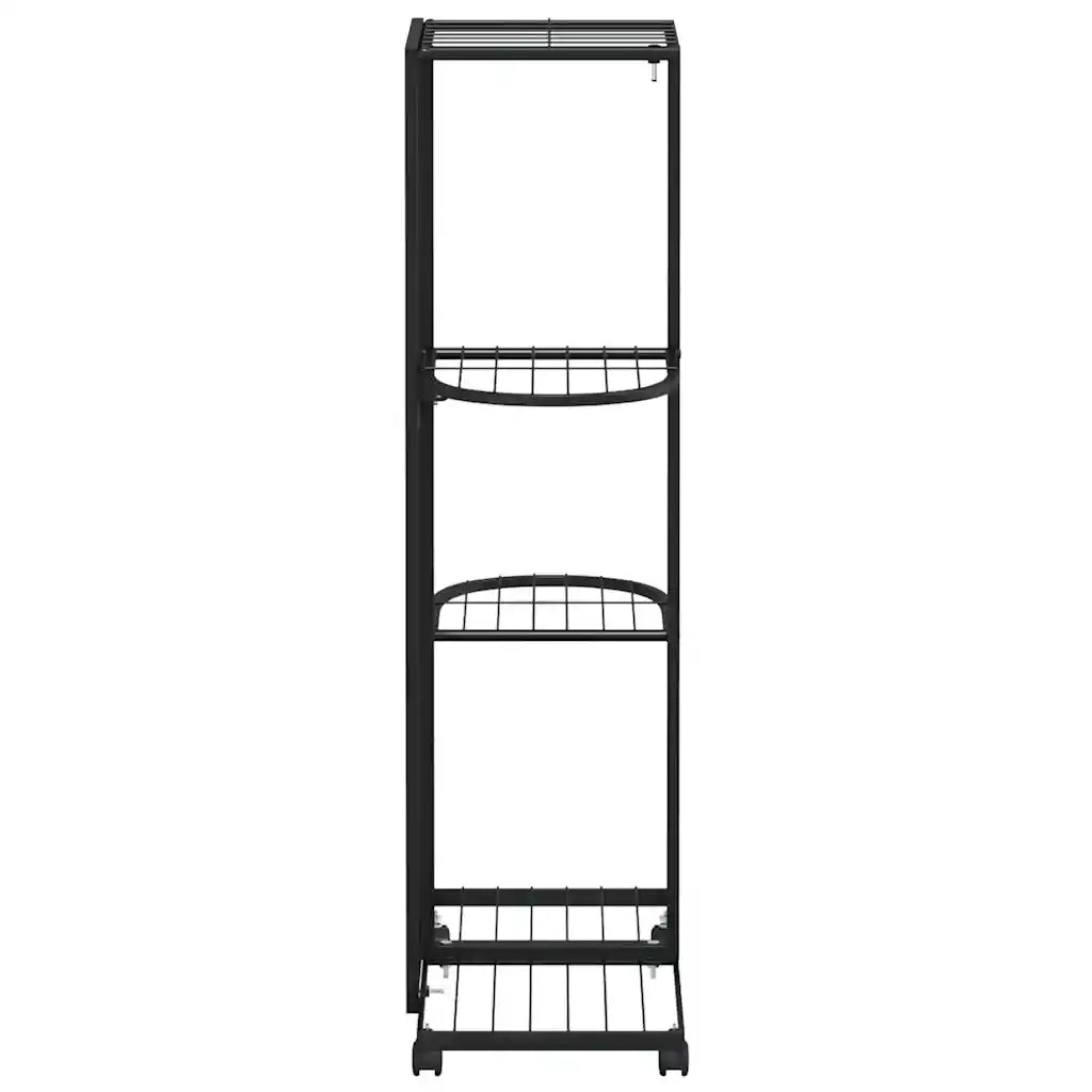 Fioriera a 4 Piani con Ruote 44x23x80 cm Ferro Nero 343115
