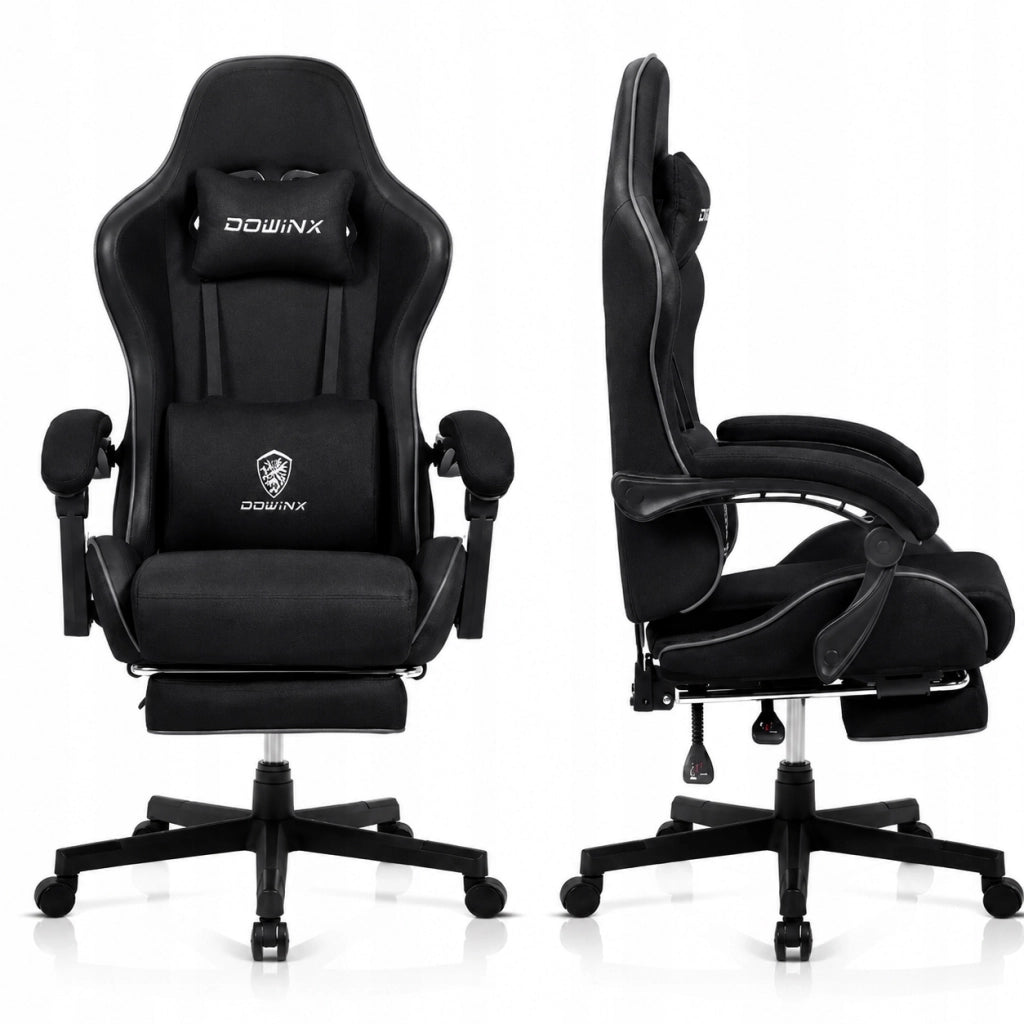 Sedia Gaming DOWINX Nera con Molle Insacchettate; Poggiapiedi e Schienale 90°-135°