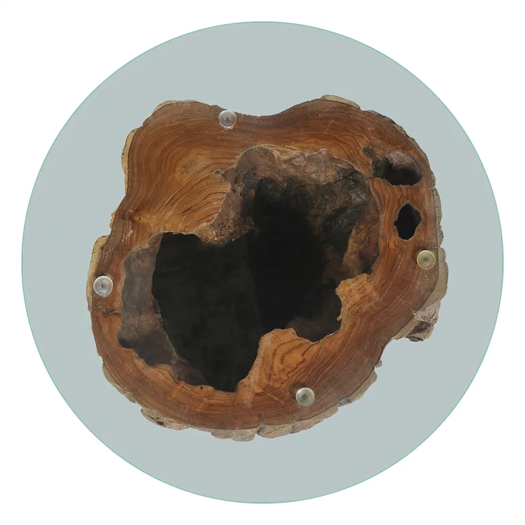 Tavolino da Salotto-Tavolino da soggiorno-Tavolo in Legno di Teak e Vetro 50x40 cm