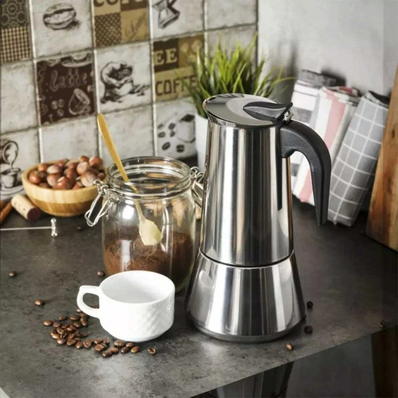 Kinghoff KH-1047 Espresso Maker - Macchina per caffè in acciaio inossidabile da 600 ml