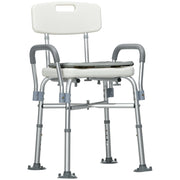 Sedia Doccia ad Altezza Regolabile con Braccioli e Cuscino Rimovibile  53,5x52x80-90 cm  Bianca