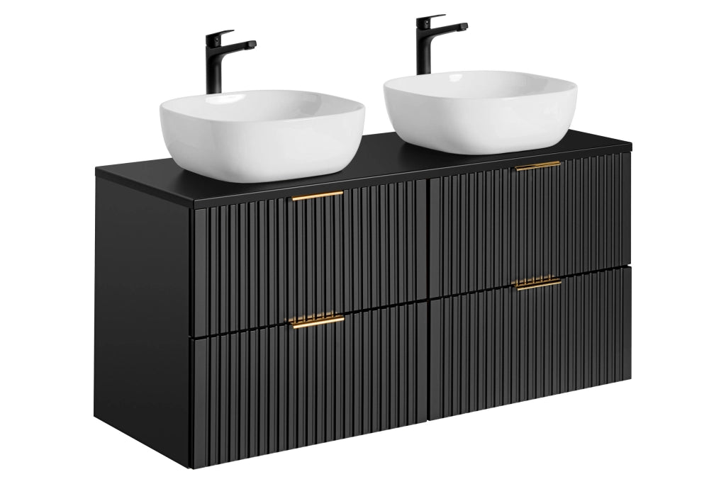 Set mobili bagno 120 cm con lavabi da appoggio Adel Black 120 cm