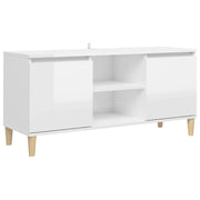 Mobile TV multimediale mensola TV credenza mobile TV per sala da pranzo soggiorno camera da letto con gambe in legno lucido 103,5 x 35 x 50 cm bianco 02_0026842