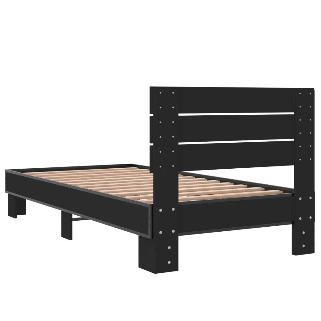 Giroletto Nero 75x190 cm in Legno Multistrato e Metallo