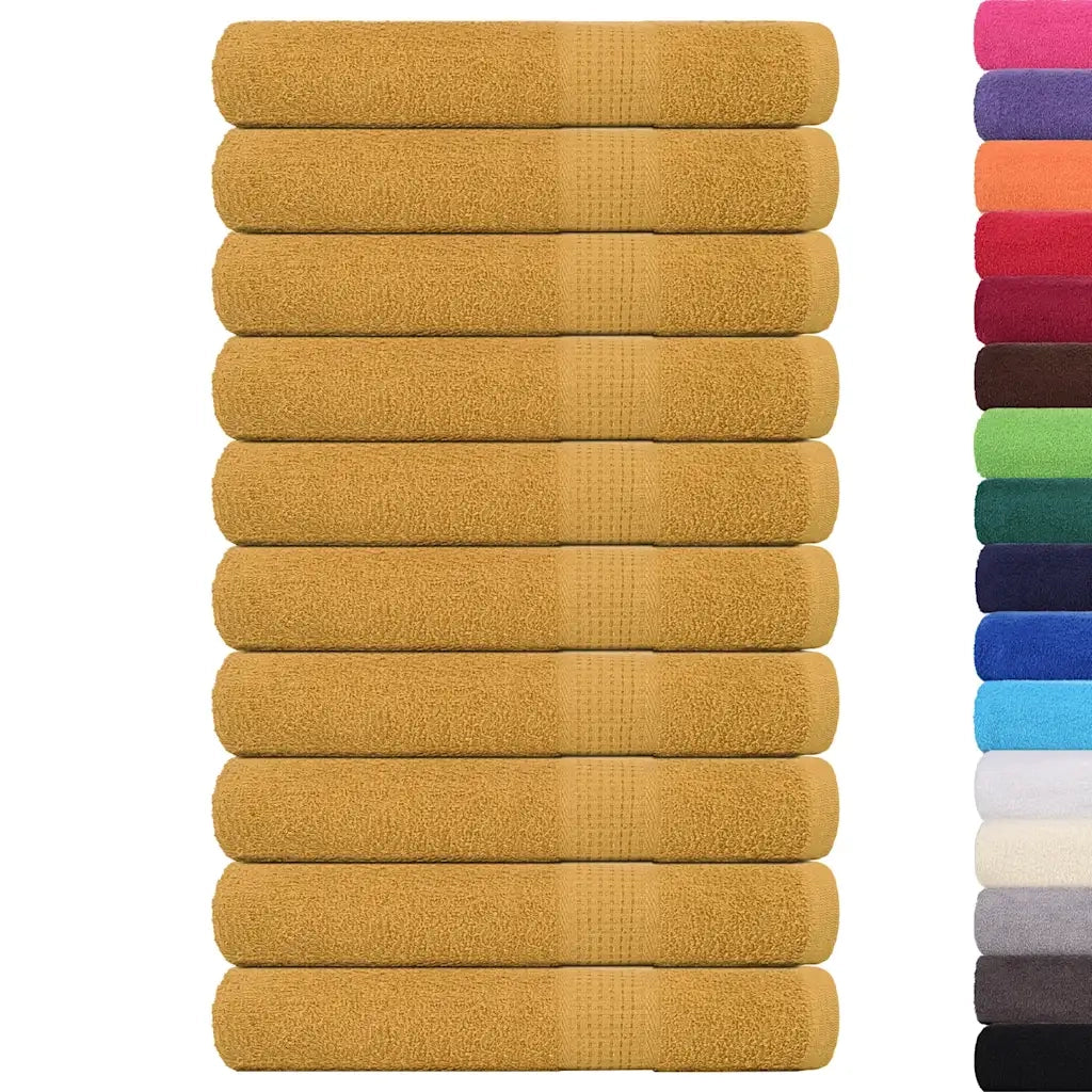 vidaXL Asciugamani 10 pz Oro 100x200 cm 360 g/m² 100% Cotone