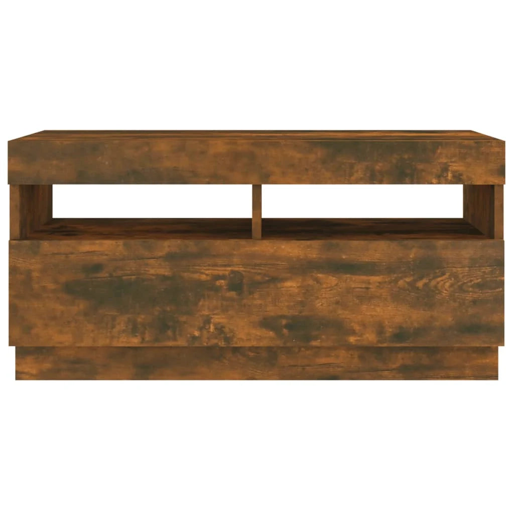 Mobile TV multimediale scaffale TV credenza mobile TV per sala da pranzo soggiorno camera da letto con luci a LED rovere affumicato 80 x 35 x 40 cm marrone 02_0026747