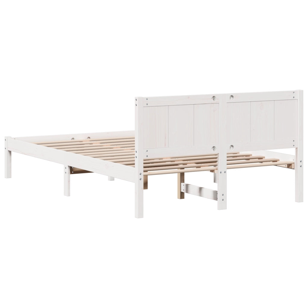 Struttura letto bianca Bianco Legno massello di pino 140 x 190 cm