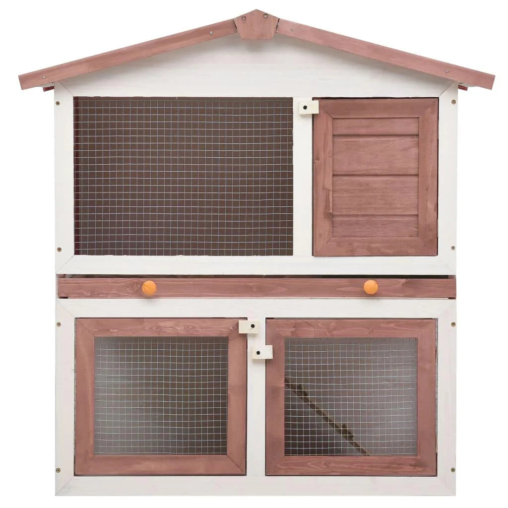 Gabbia/conigliera da esterno con 3 porte 94 x 60 x 98 cm legno marrone 02_0000590