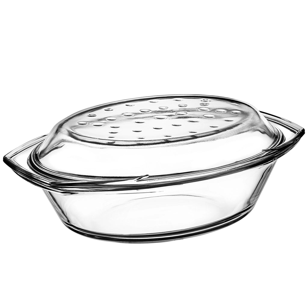 Teglia ovale in vetro KADAX con coperchio, 2,9 L