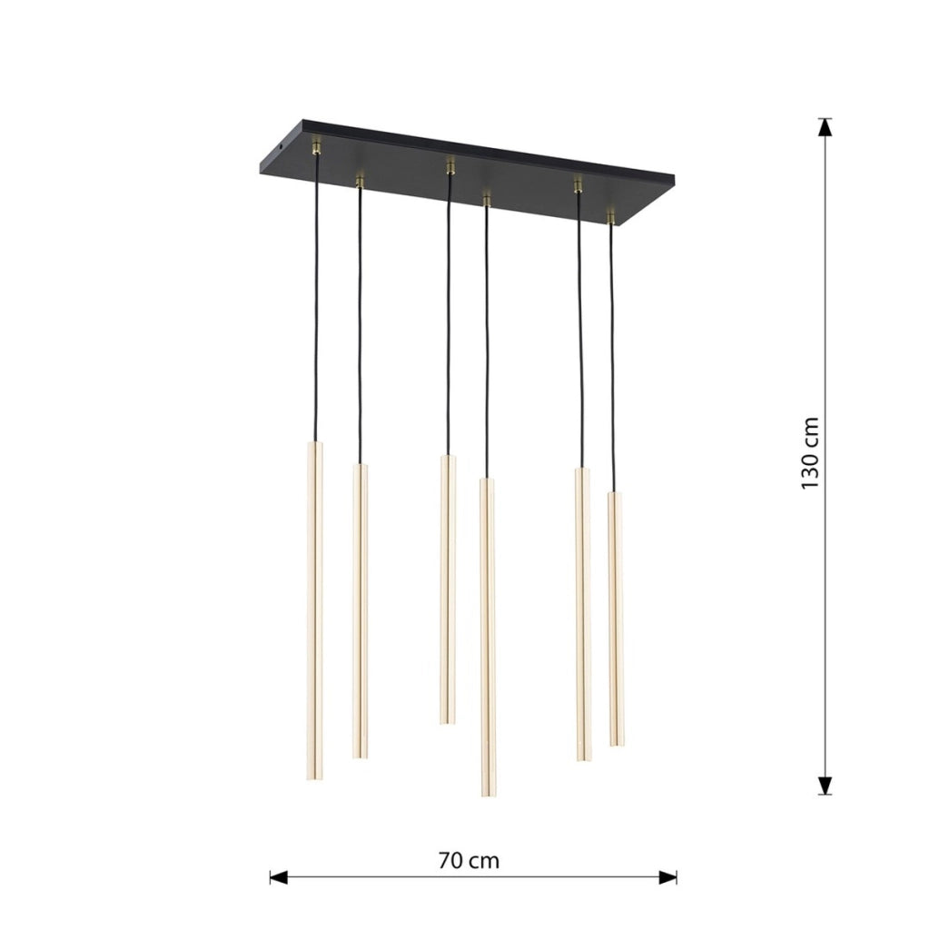 Lampada a sospensione Selter in acciaio nero e oro