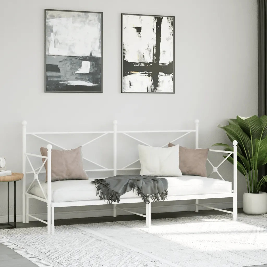 Divano Letto Estraibile senza Materasso Bianco 80x200cm Acciaio 4104687