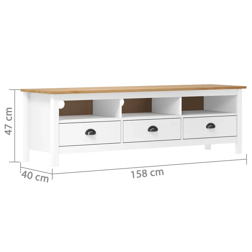 Mobile Porta TV Hill Bianco 158x40x47 cm in Legno di Pino 288930