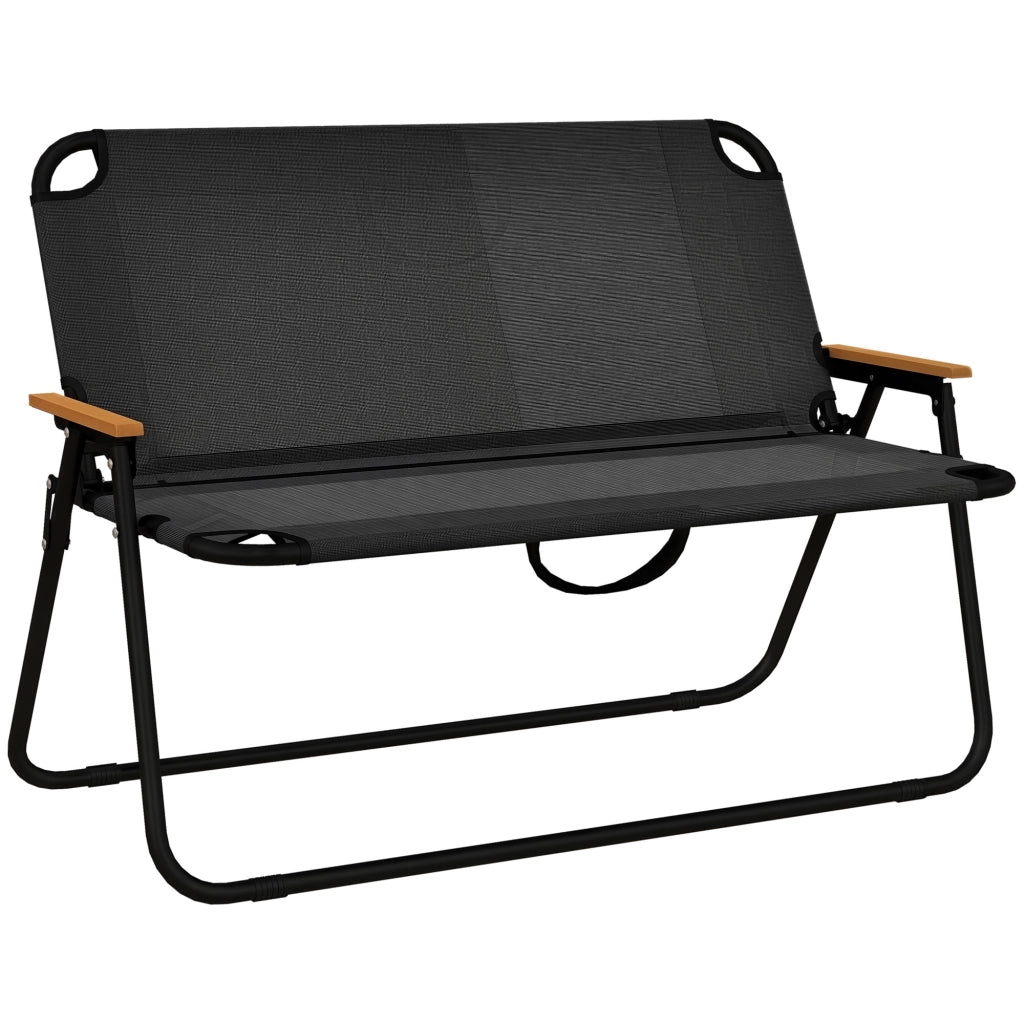 Sedia pieghevole con braccioli in legno e plastica ¨C Zephmum ¨C Nero Naturale 108x65x73cm