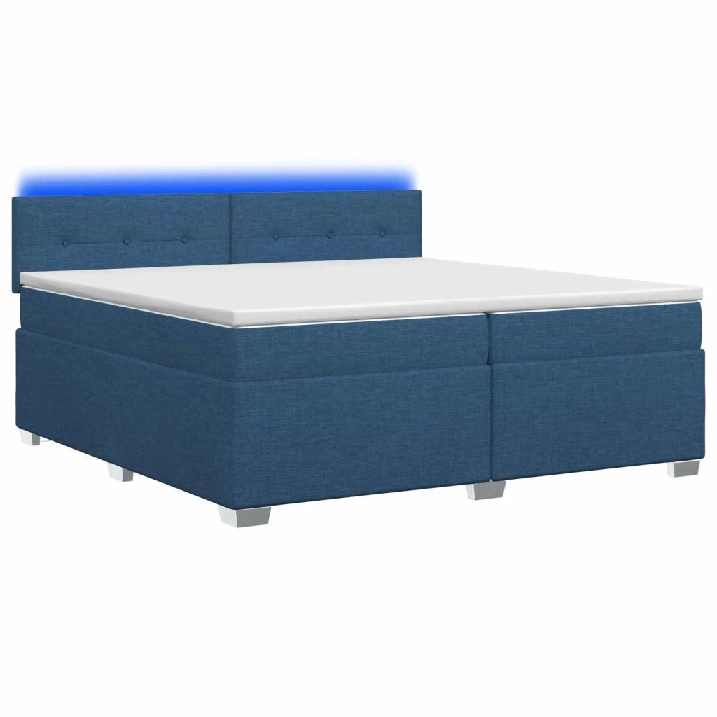 Letto con Box Spring, Materasso e LED Blu 200 x 200 cm Tessuto 3452028