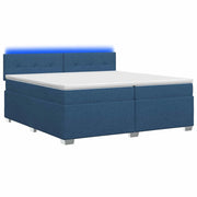 Letto con Box Spring, Materasso e LED Blu 200 x 200 cm Tessuto 3452028