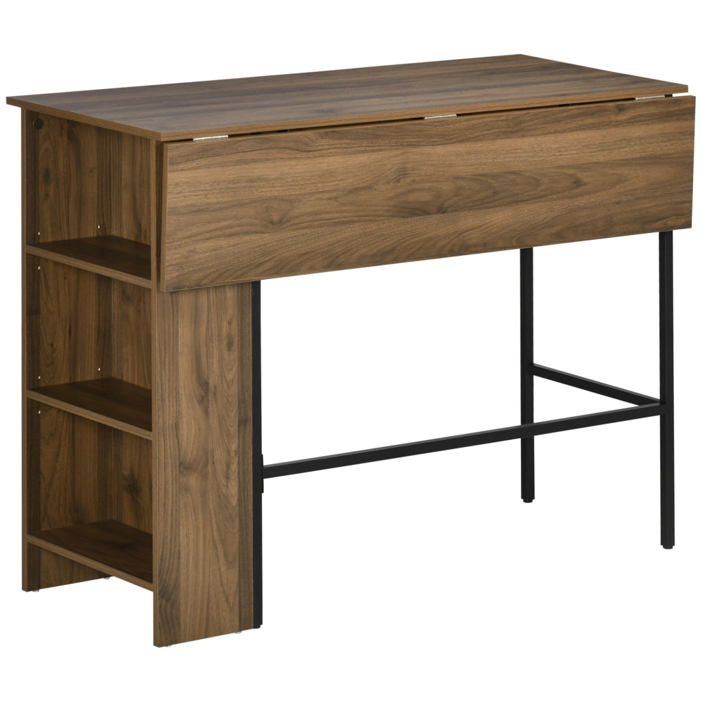 Tavolo da bar con ripiano laterale pieghevole e 3 ripiani ¨C Zephmum ¨C 120x76x91 cm marrone