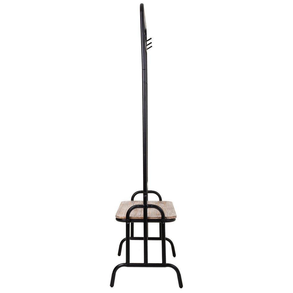 Mobile da ingresso con Sgabello e specchio in metallo e legno grigio 77x45x181,5h