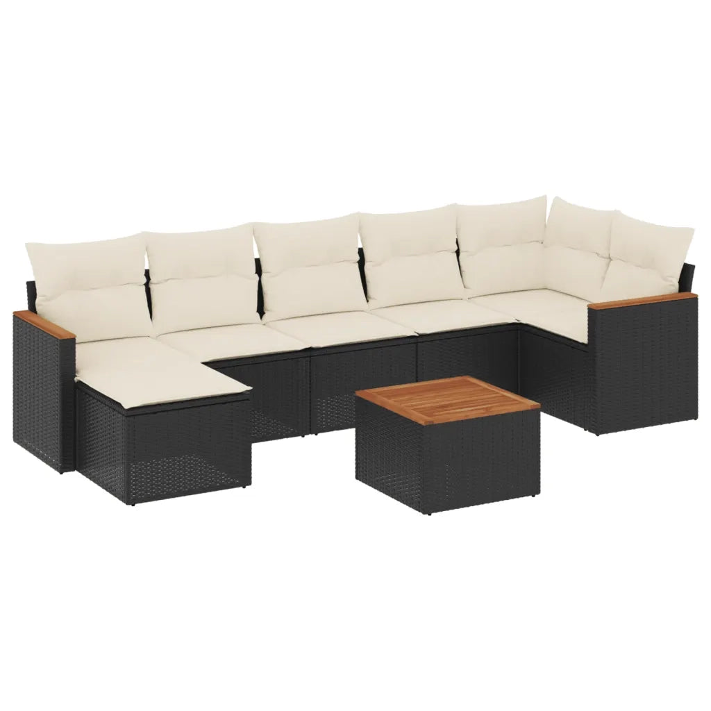 Set Divani da Giardino con Cuscini 8 pz Nero in Polyrattan 3258598