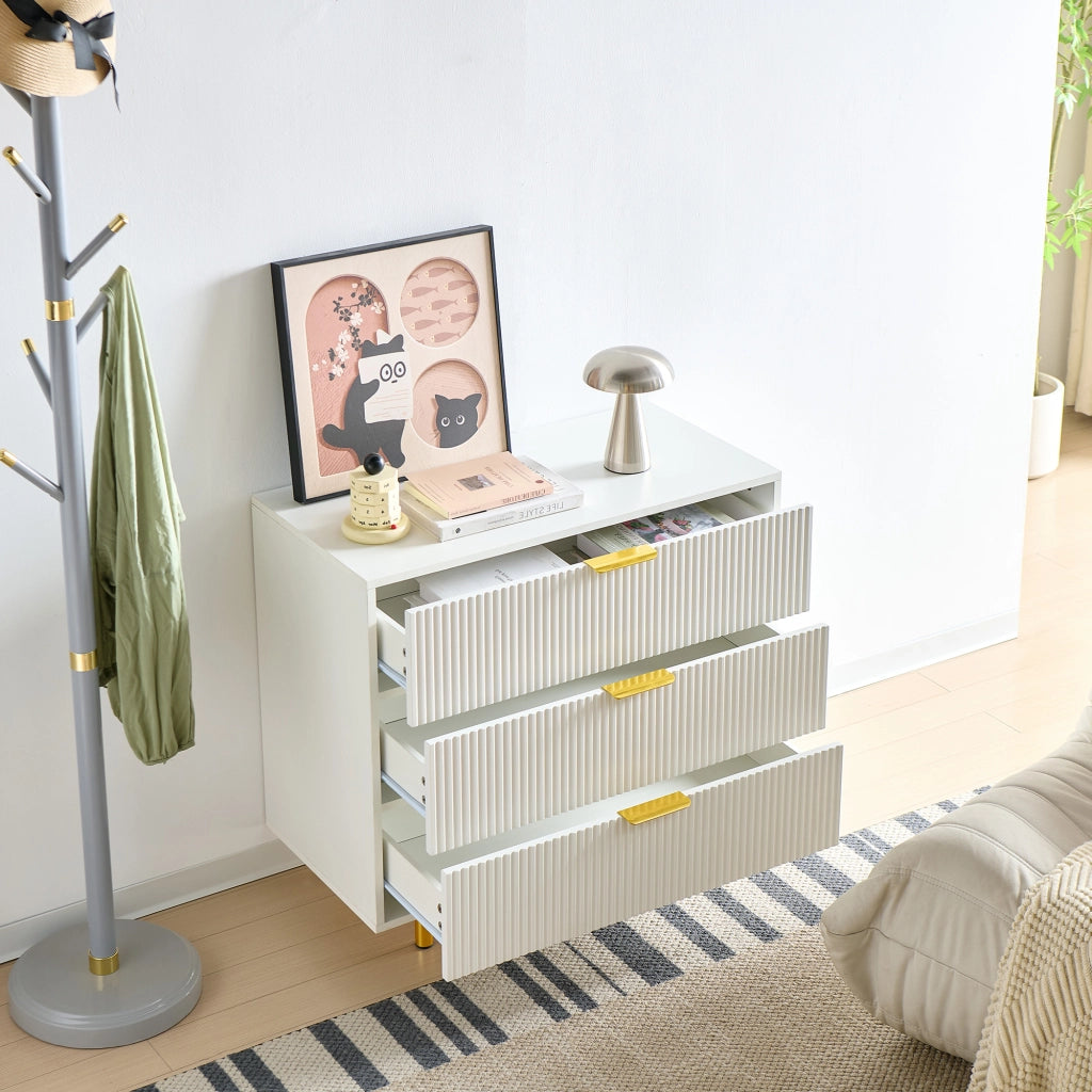 Cassettiera con 3 cassetti - per soggiorno e camera da letto - in MDF - 80x40x72 cm - bianco