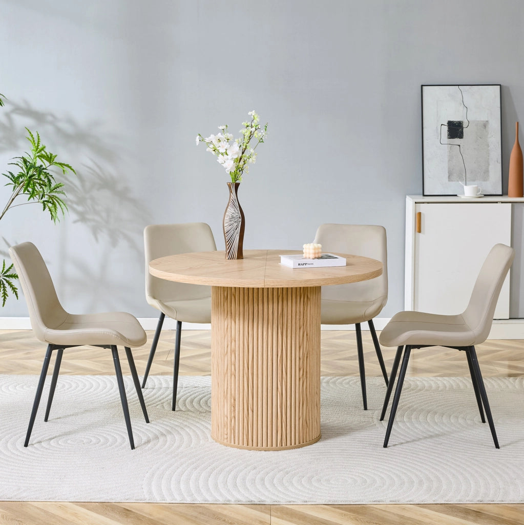 Set da pranzo con tavolo rotondo in MDF e sedie in PU