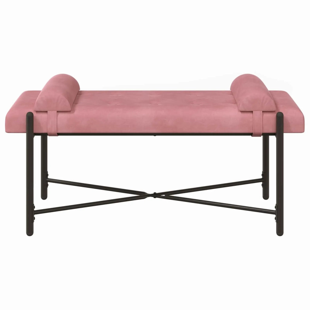 Panchina con bottoni e cuscini Rosa 110 x 40 x 46 cm Velluto 42038389