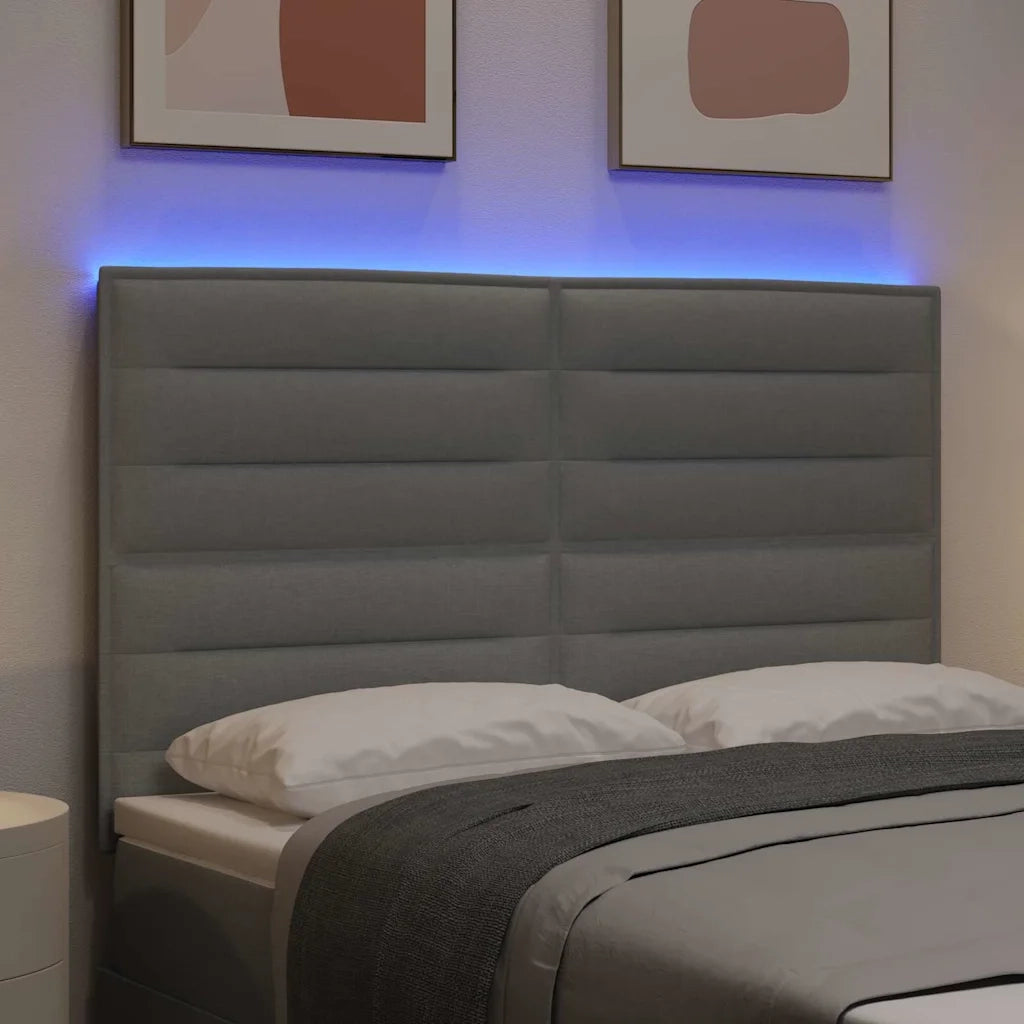 Testiera | Testata LED con strisce LED Grigio chiaro 144 cm Tessuto